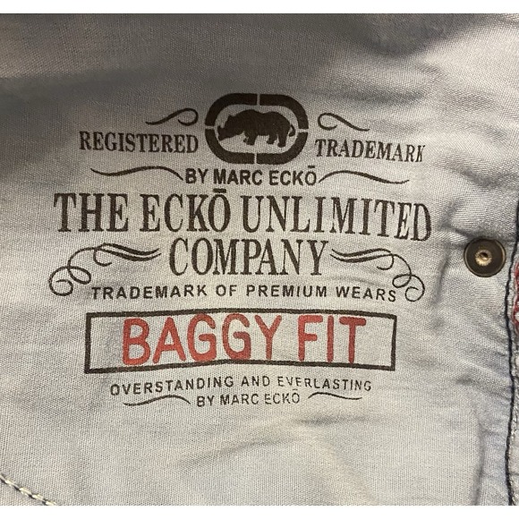 ECKO UNLTD Vtg Jeans Mens 34x32 Baggy Fit Wide Leg Medium Wash Skater Hip Hop - Picture 8 of 10